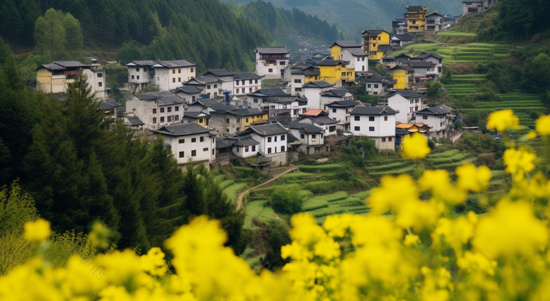 春意盎然的南方山坡上油菜花盛开美景,高清,摄影图,摄影图片,图片大全,摄影图免费下载